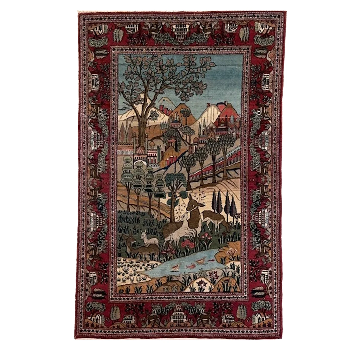 Pictorial Fine Kashan Rug | 4'5" X 6'11"