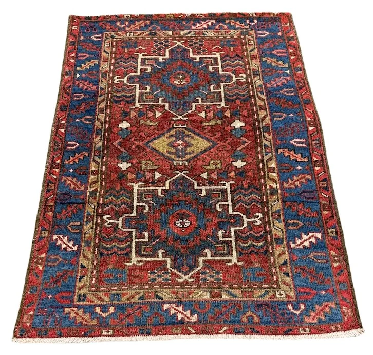 Vintage Karajeh Heriz Rug | 2'11" X 4'1" - photo 3