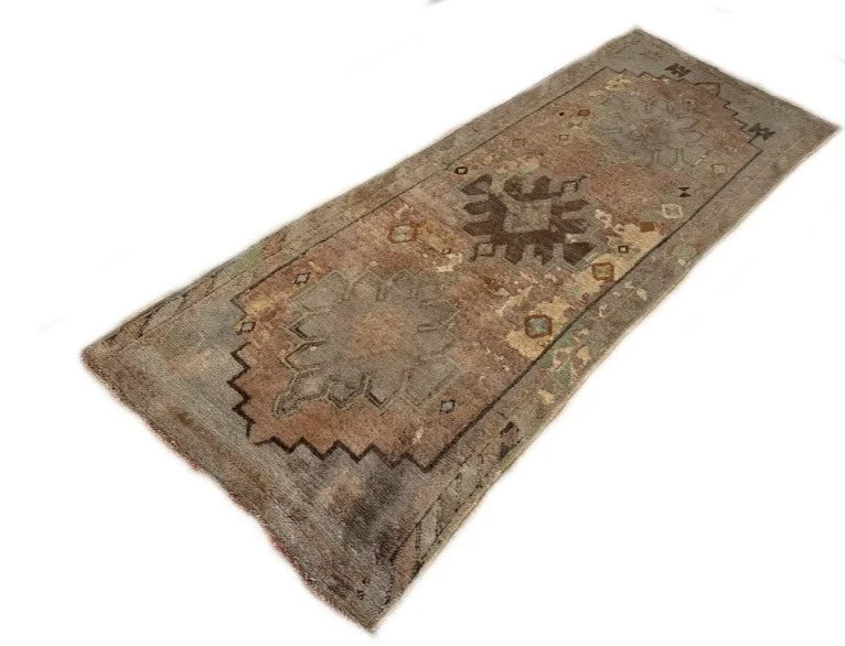 Vintage Angora Oushak Runner | 3'10" X 10'6" - photo 3