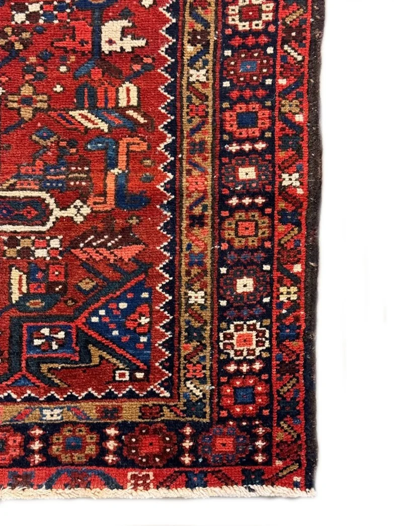Fine Karajeh Heriz Rug | 3'6" X 4'6" - photo 6
